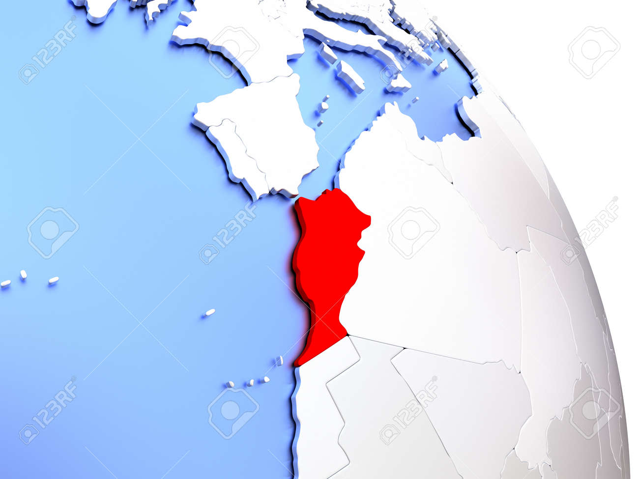 エレガントな光沢のある世界地図モロッコ3 D イラストレーション の写真素材 画像素材 Image