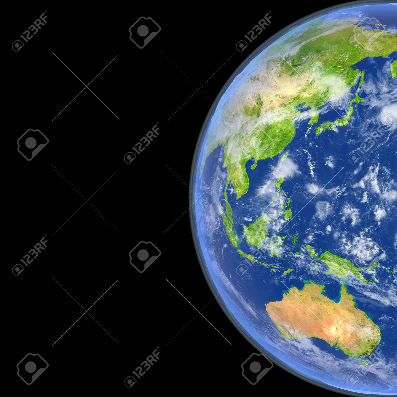 Planet Earth Satellite View Satellite View Of East Asia And Australia On Planet Earth. 3D Illustration  With Detailed Planet Surface. Stock Photo, Picture And Royalty Free Image.  Image 76760853.