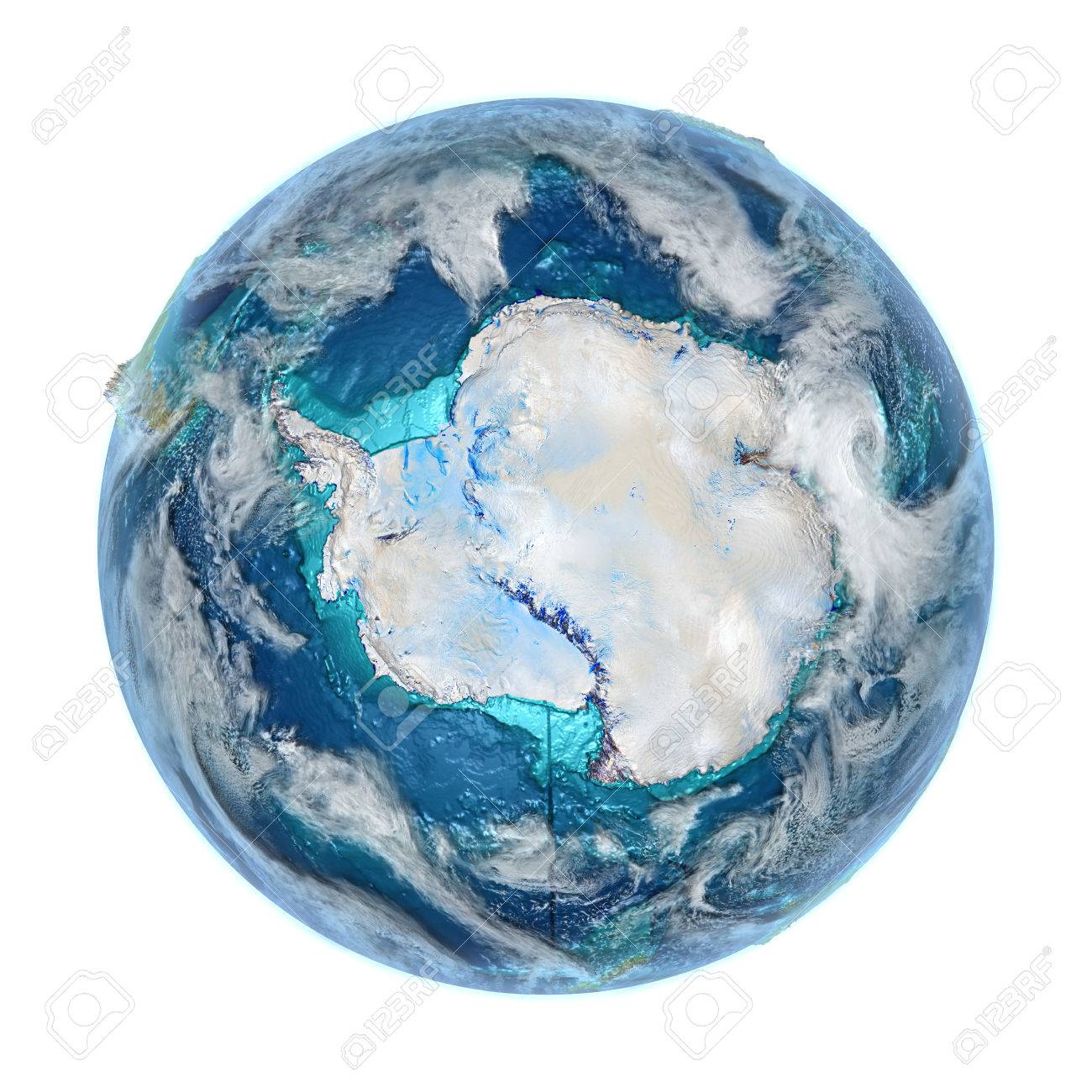 詳細なプラスチック表面と大気地球上 Antractic 3 D イラスト の写真素材 画像素材 Image