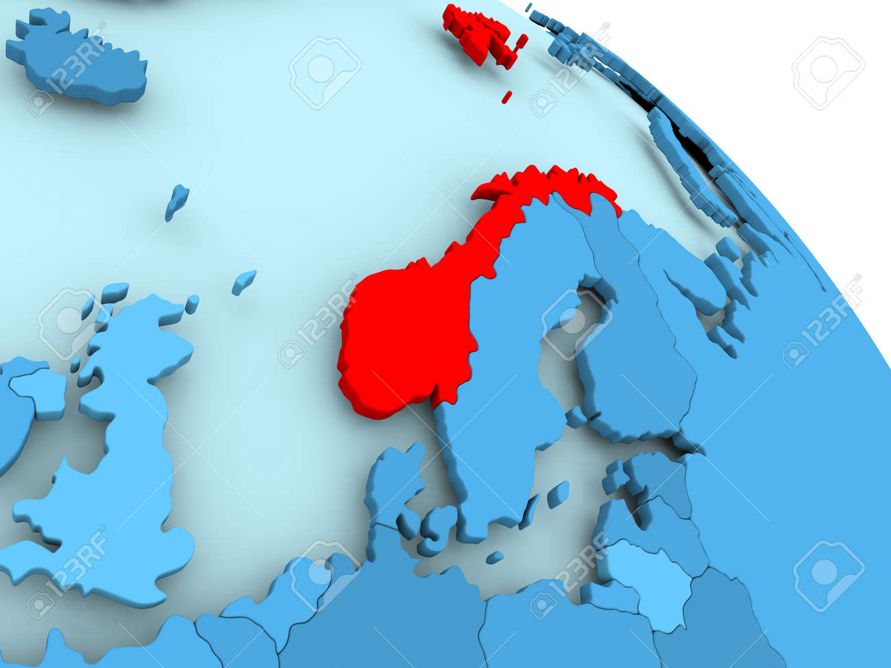 Norway Highlighted On Blue 3d Model Of Political Globe 3d Illustration Stock Photo Picture And Royalty Free Image Image