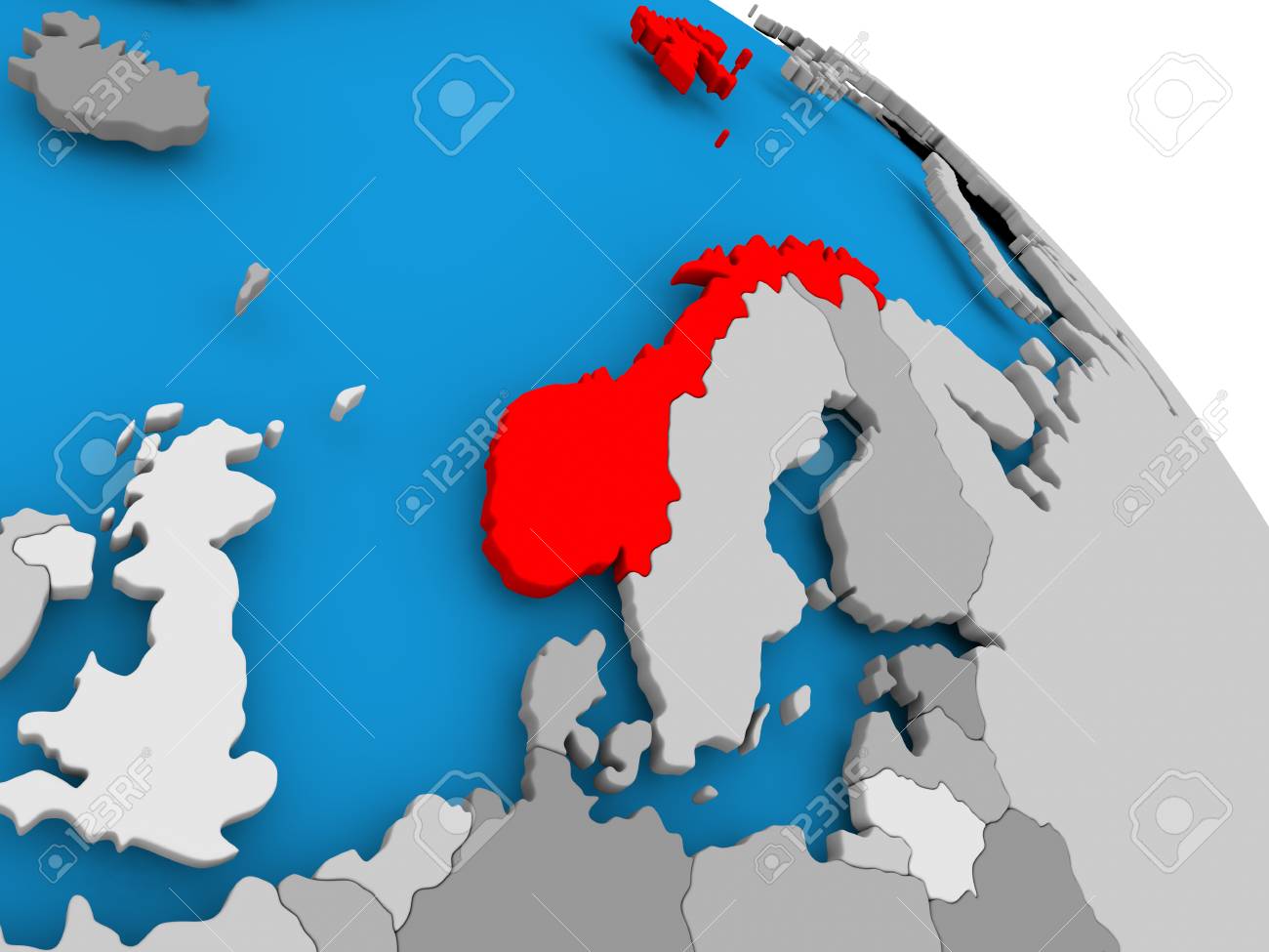 Illustration Of Norway Highlighted In Red On Globe 3d Illustration Stock Photo Picture And Royalty Free Image Image