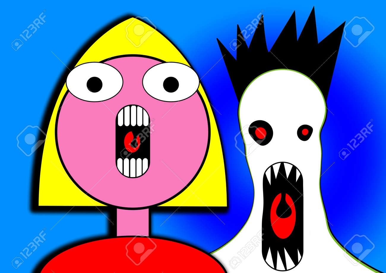 A Little Girl Who Is Screaming From The Fright Of The Monster Stock Photo Picture And Royalty Free Image Image 3378465 123rf com