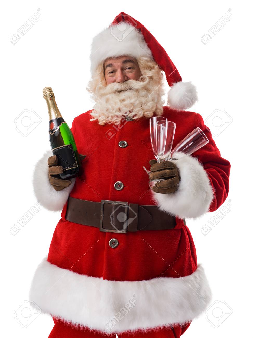 Santa Claus Drinking Champagne Closeup Portrait Stock Photo, Picture and  Royalty Free Image. Image 46803688.