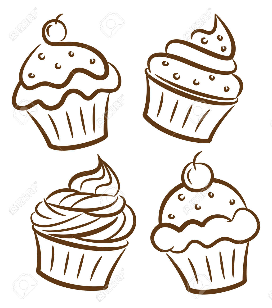 カップケーキとヨーグルトの落書きのイラスト素材 ベクタ Image カップケーキとヨーグルトの落書きのイラスト素材 ベクタ Image