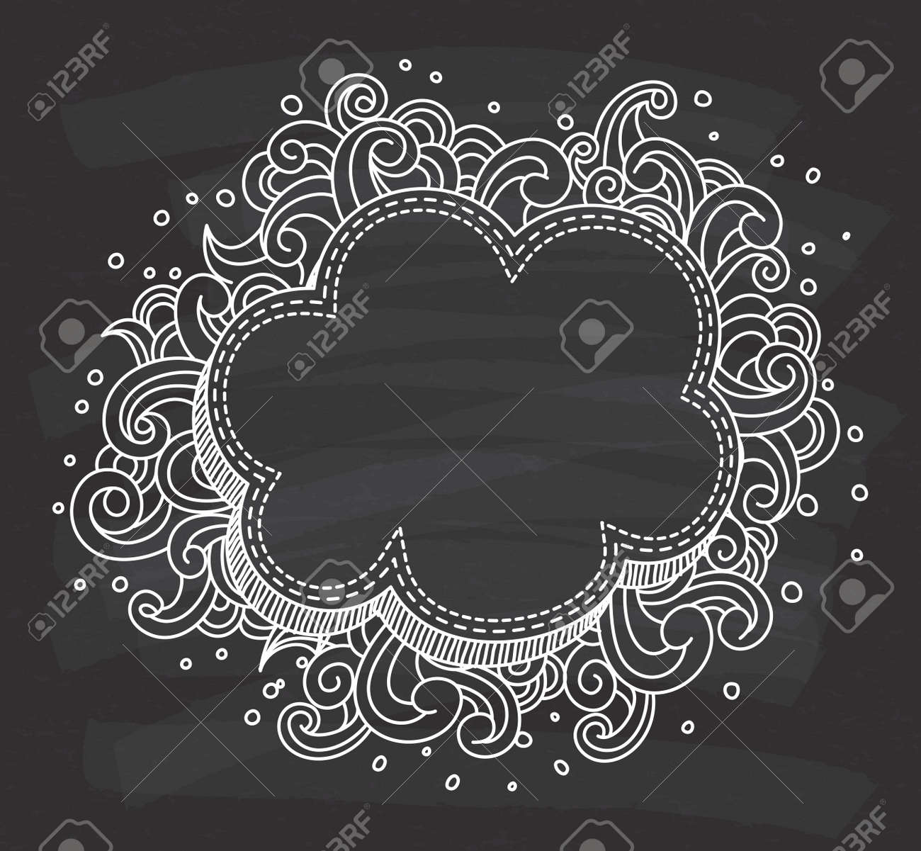 Decorative Cloud Shape Frame On Chalkboard Background Royalty Free