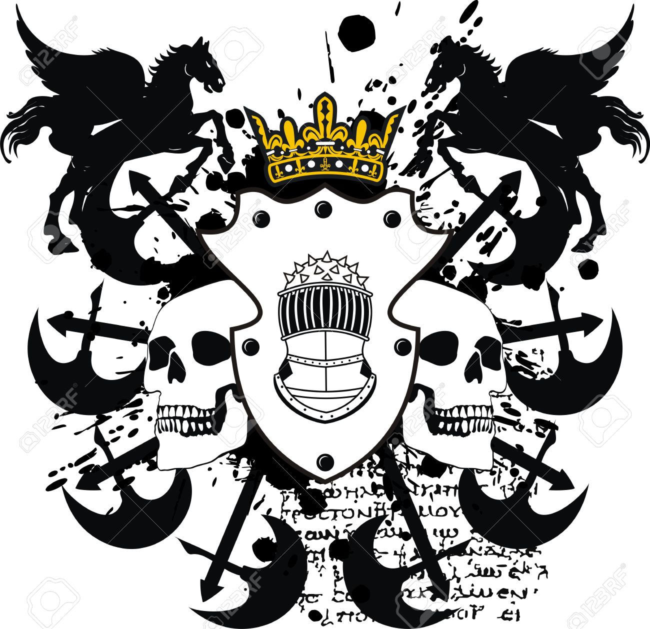 ベクトル形式を編集する非常に簡単な紋章付き外クレスト スカル のイラスト素材 ベクタ Image