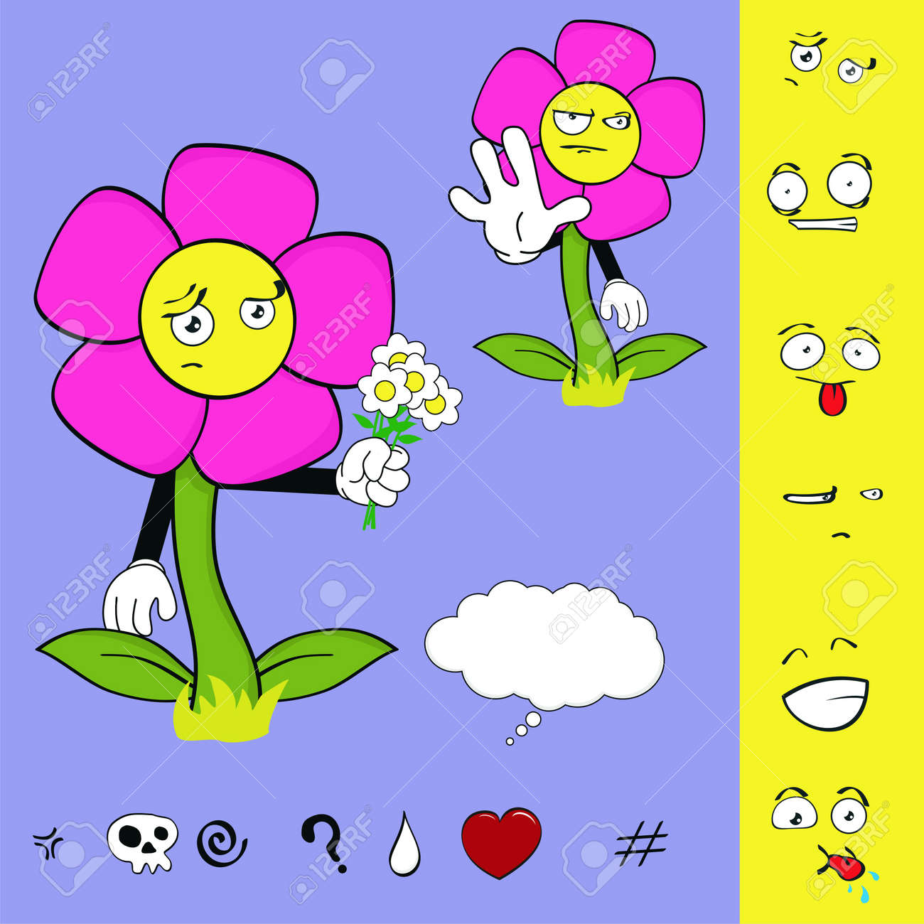 花面白い漫画セットをベクトル形式で のイラスト素材 ベクタ Image 花面白い漫画セットをベクトル形式で のイラスト素材 ベクタ Image
