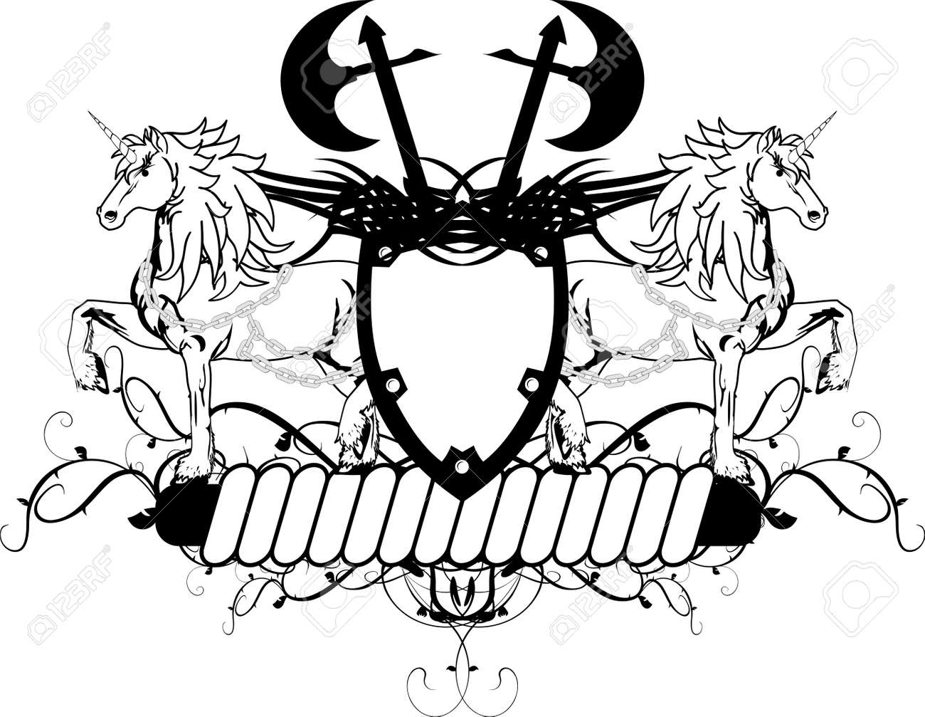 非常に簡単に編集するベクトル形式の紋章ユニコーンの紋章クレスト のイラスト素材 ベクタ Image