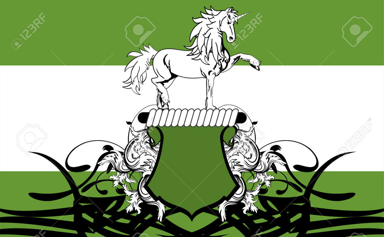 非常に簡単に編集するベクトル形式の紋章の馬の紋章背景 のイラスト素材 ベクタ Image