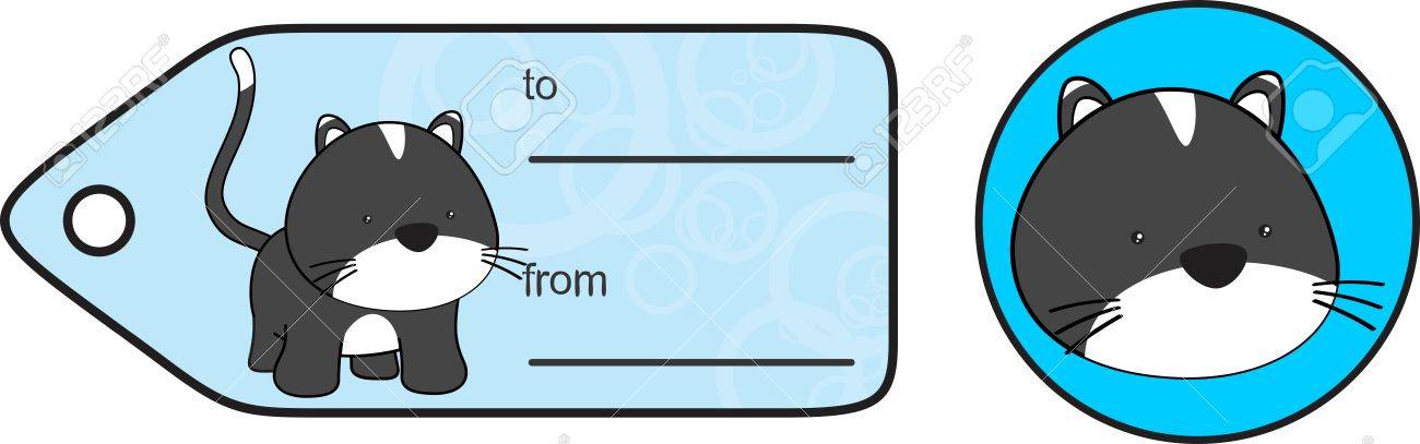 Petit Bébé Peluche De Dessin Animé Carte Cadeau De Chat En Format Très Facile à Modifier Vectoriel