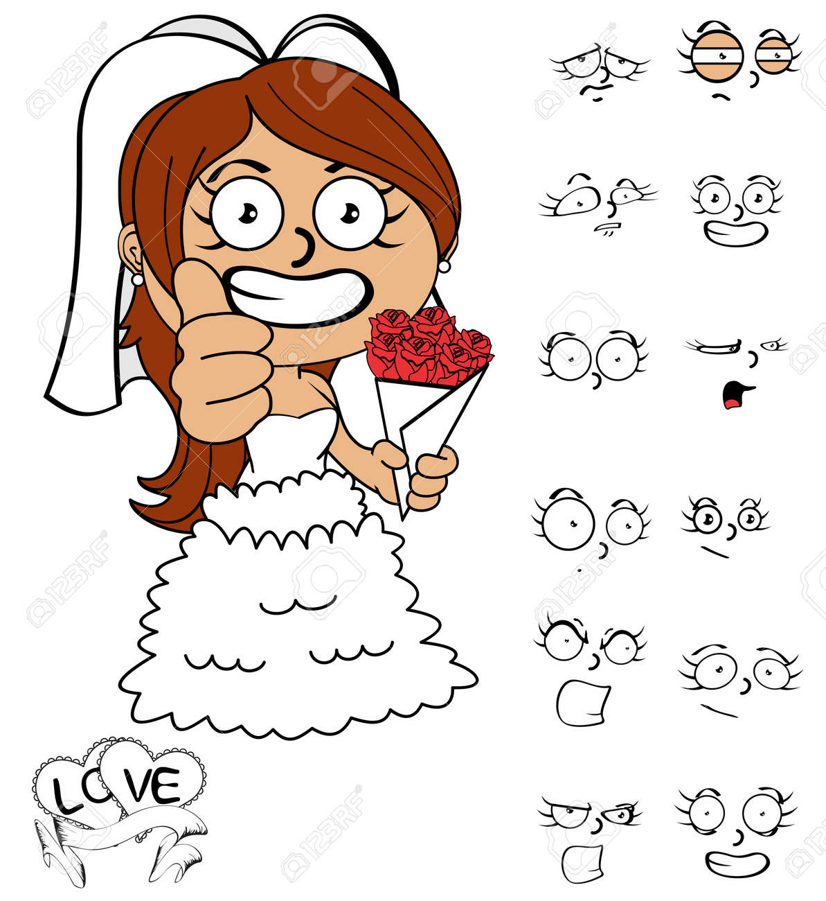 Funny Young Bride Cartoon In Vector Format Expressions In September Royalty Free Cliparts Vectors And Stock Illustration Image 59847991