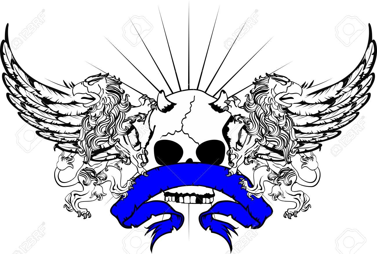 紋章グリフォン紋章付き外衣の紋章タトゥー非常に簡単に編集するには のイラスト素材 ベクタ Image