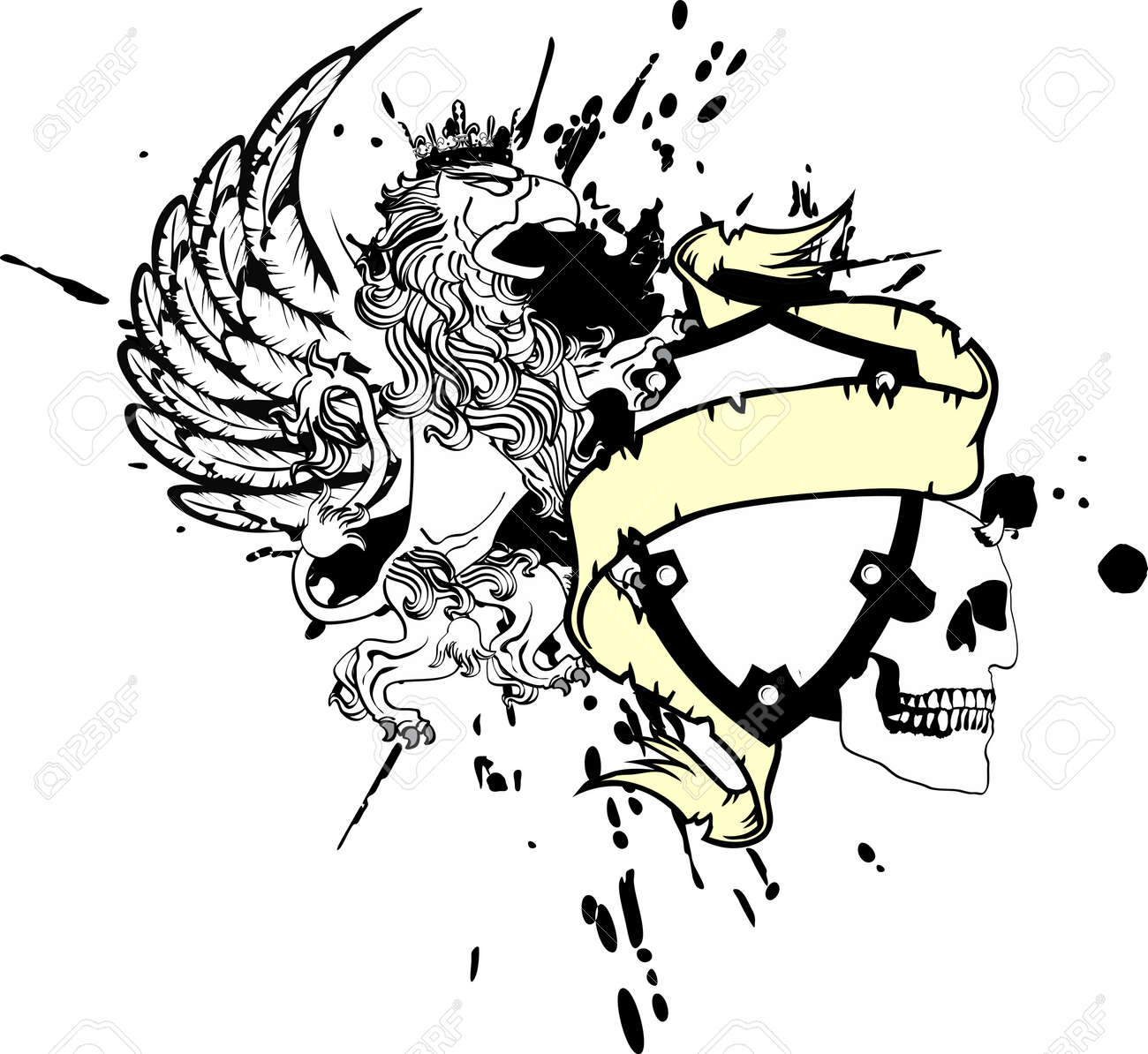 グリフィン紋章紋章付き外衣の紋章タトゥー非常に簡単に編集するには のイラスト素材 ベクタ Image