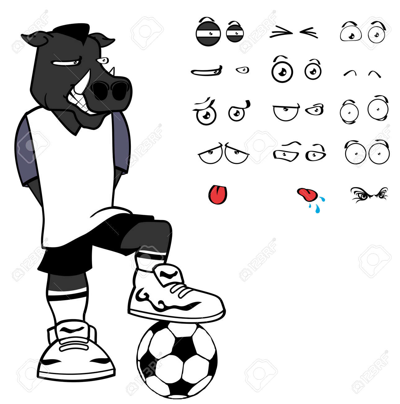 9 月のベクトル形式の式で野生のイノシシ サッカー漫画のイラスト素材 ベクタ Image