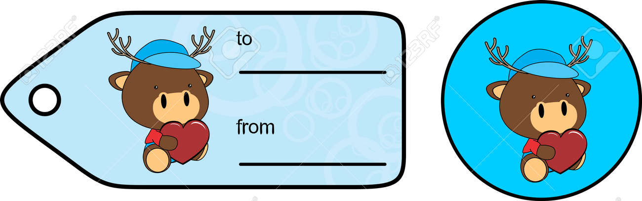 Autocollant Mignon De Carte Postale De Dessin Anime De Cerf En Peluche De Bebe En Format Vectoriel Tres Facile A Editer Clip Art Libres De Droits Vecteurs Et Illustration Image