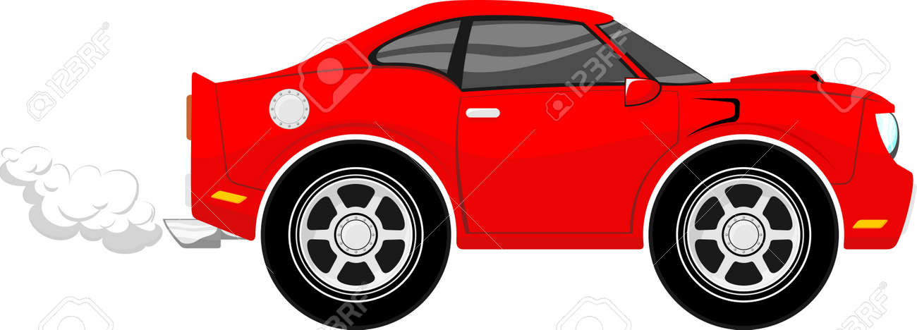 白い背景上に分離されて変な車の漫画 のイラスト素材 ベクタ Image