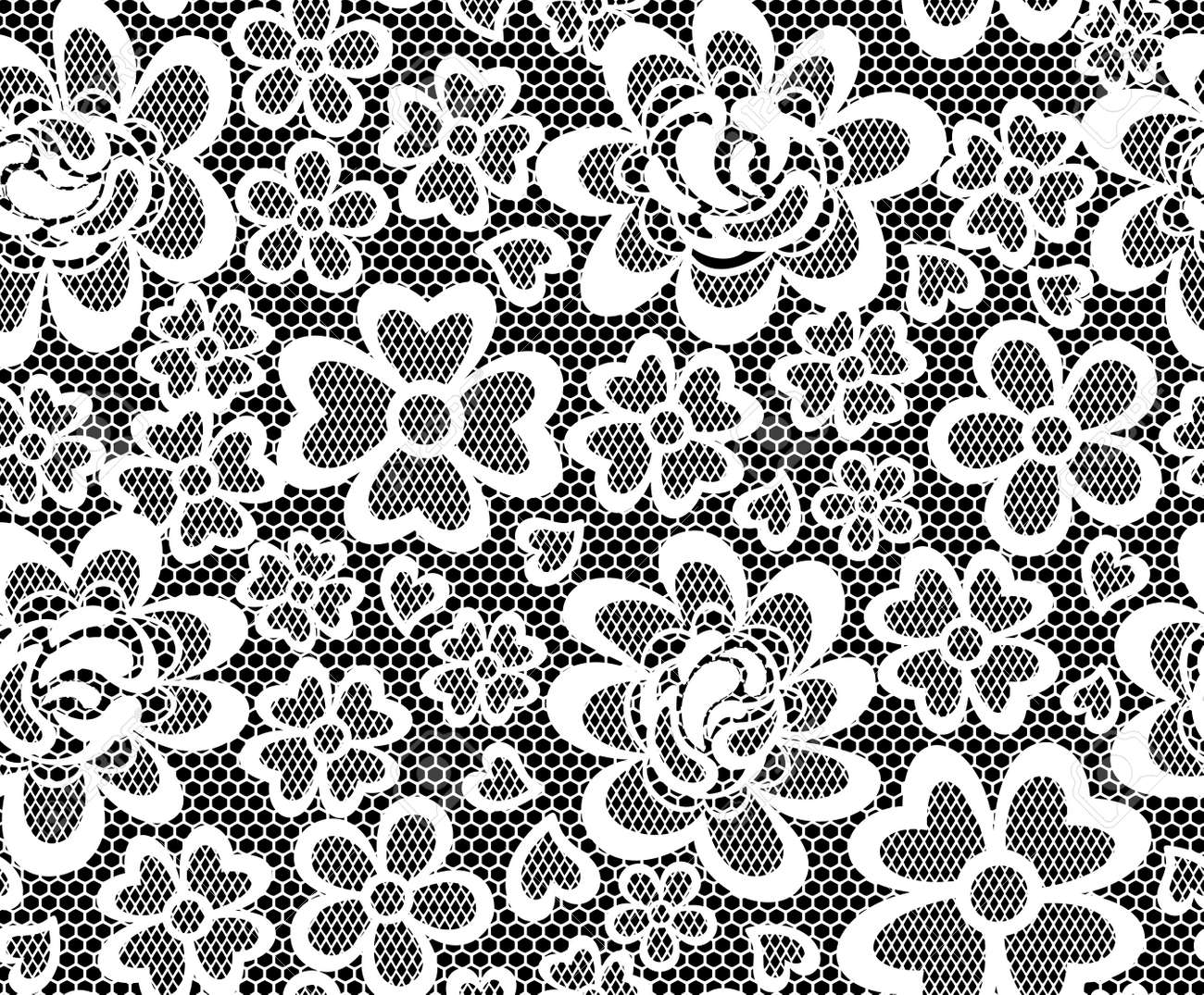 ヴィンテージ レース刺繍シームレスな黒の背景に抽象的な花を持つのイラスト素材 ベクタ Image ヴィンテージ レース刺繍シームレスな黒の背景に抽象的な花を持つのイラスト素材 ベクタ Image