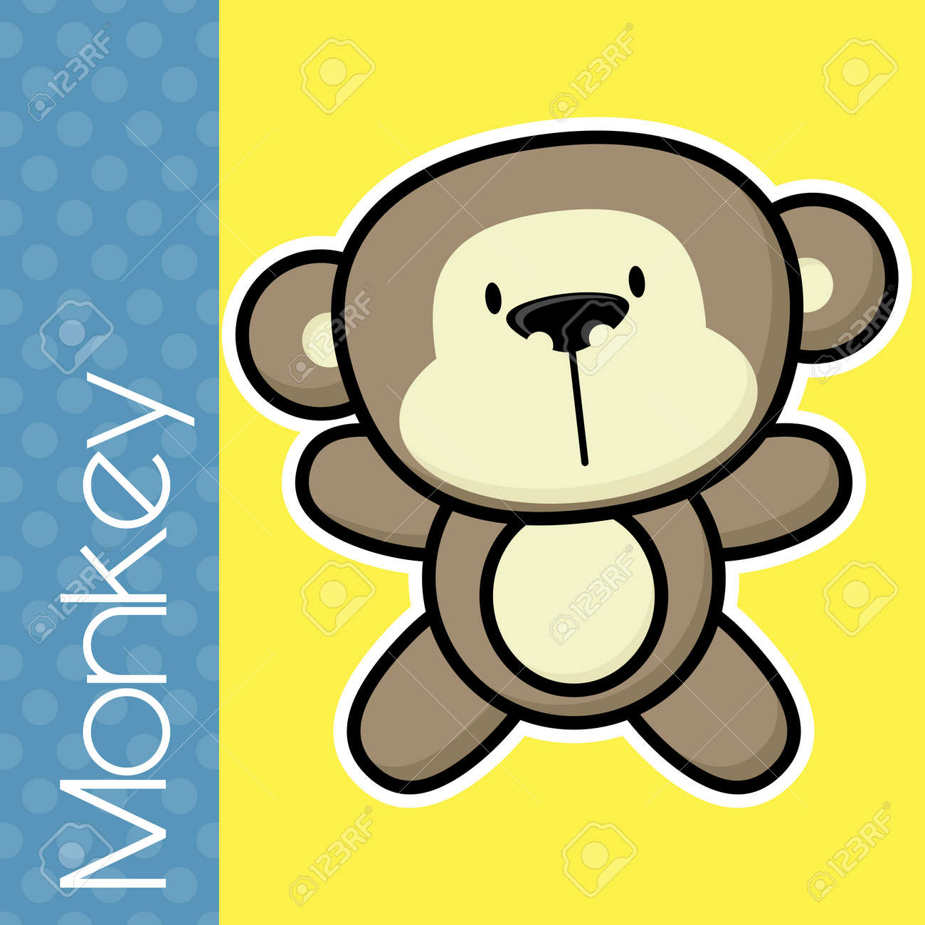 Cute Little Baby Monkey And Text On Solid Color Background With Royalty Free Cliparts Vectors And Stock Illustration Image
