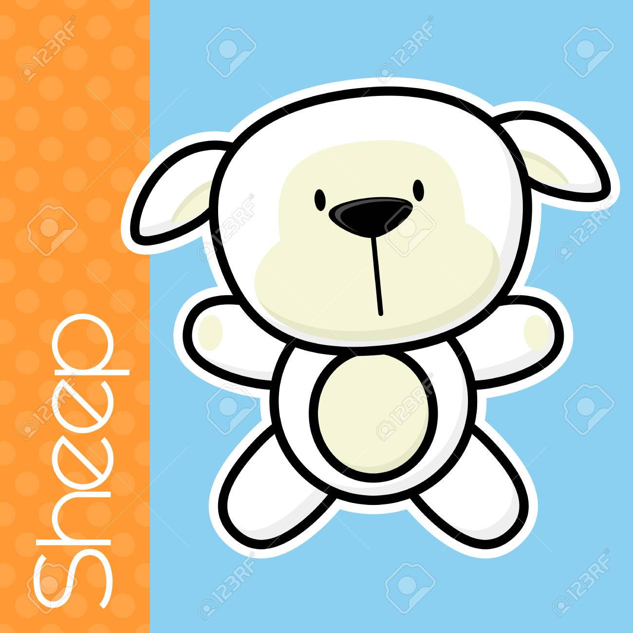 かわいいの小さな赤ちゃん羊とフラットなデザインを簡単に分離白黒概要
