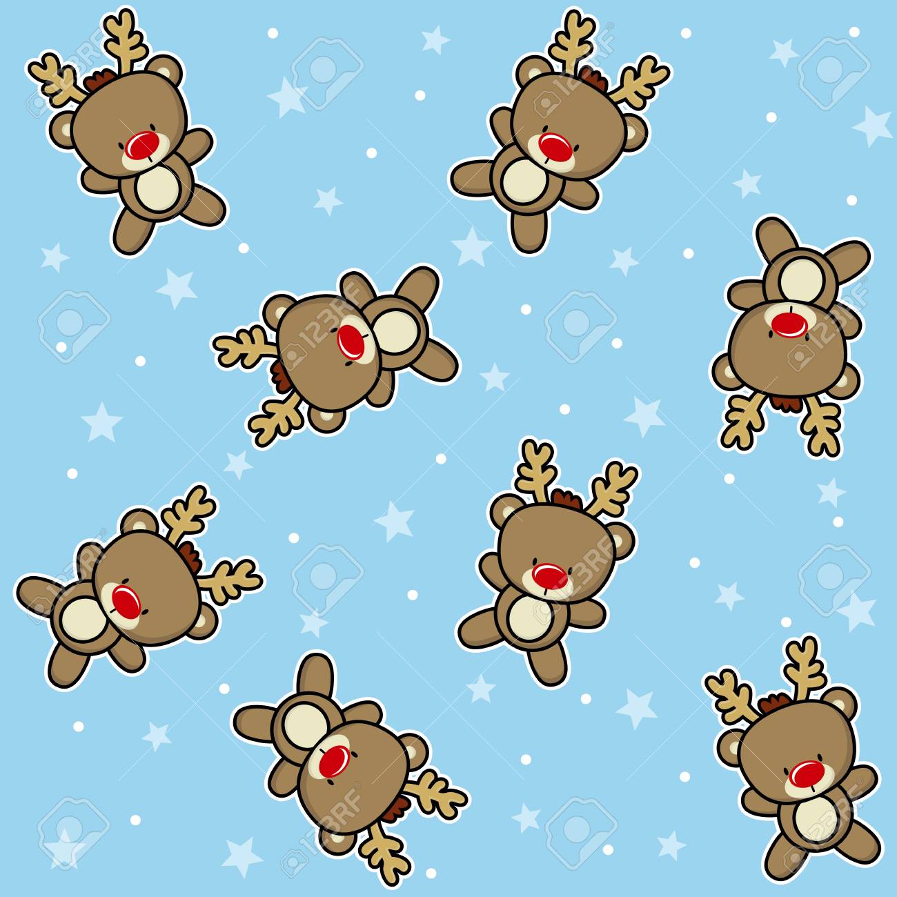 A Christmas Theme Seamless Pattern With Cute Baby Reindeer With