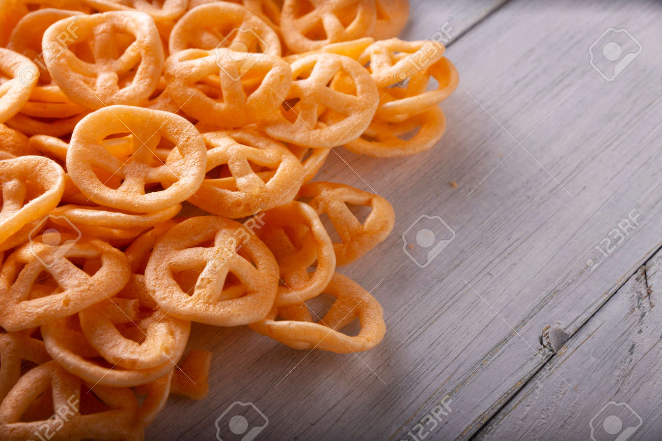 Flour Cracklings. Also Known As Duros, Duritos, Mexican Wagon Wheels Or  Pinwheels, They Are A Very Popular Snack Made From Flour, Commonly  Accompanied With Hot Sauce And Lemon Juice. Stock Photo, Picture, image size:1300x867
