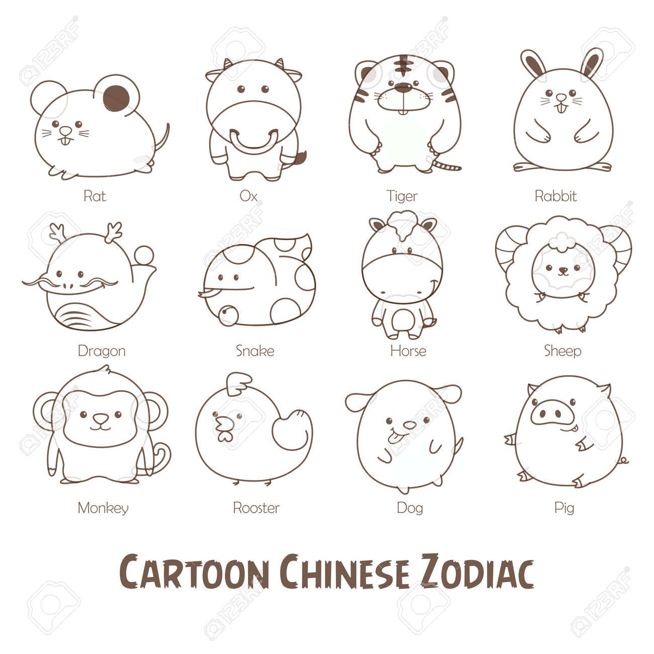 vector cute cartoon chinese