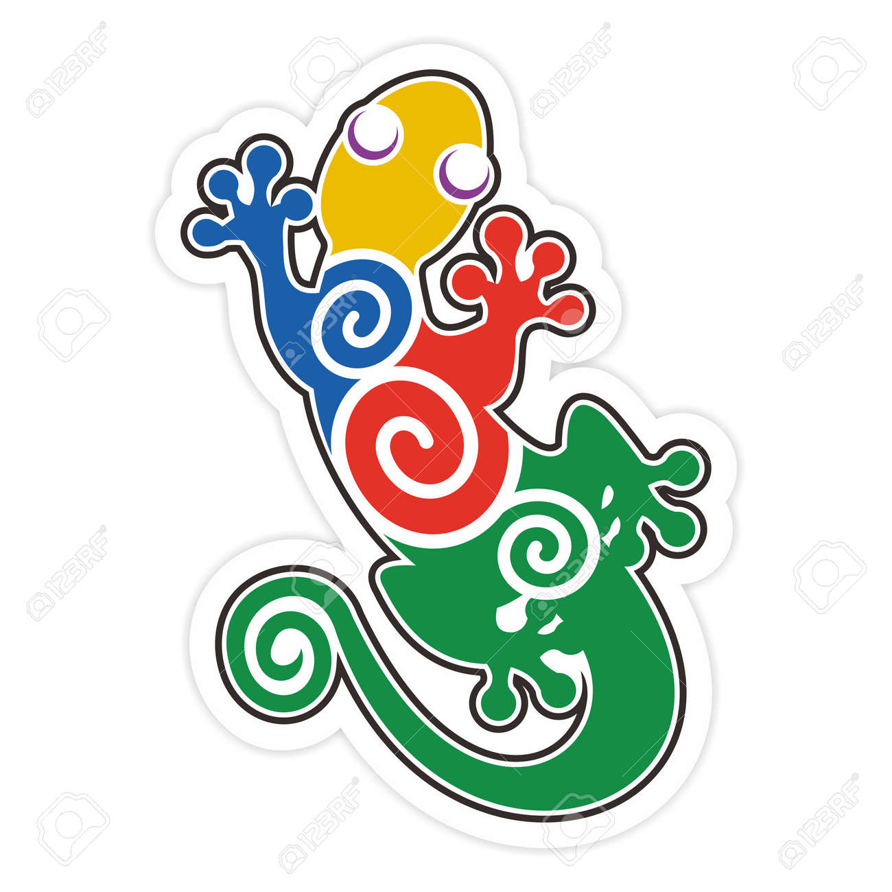 vector artistic colorful salamander silhouette illustration