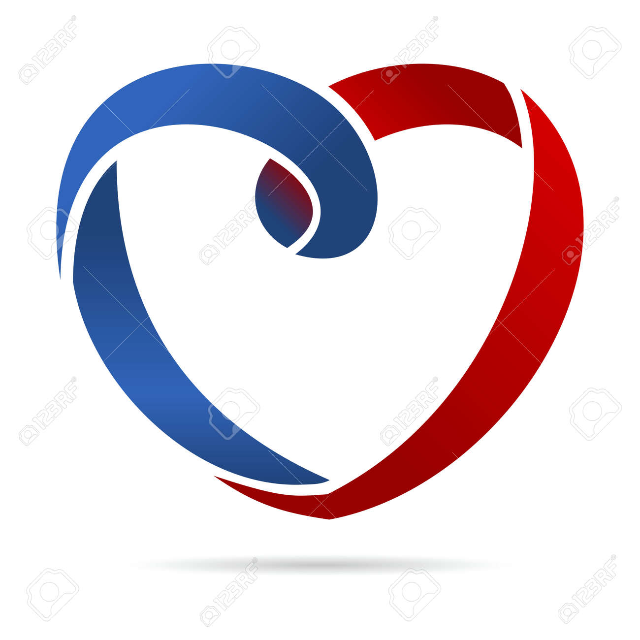 Vector 3d Creative Blue And Red Ribbon Heart Shape Illustration Royalty Free Cliparts Vectors And Stock Illustration Image 53590599