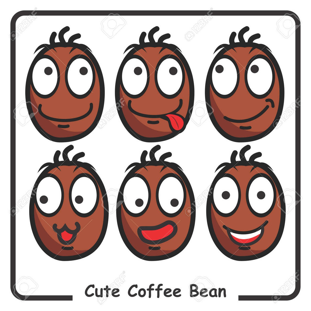 Vector Cartoon Cute Happy Coffee Beans Character Royalty Free Vector Cartoon Cute Happy Coffee Beans Character Royalty Free