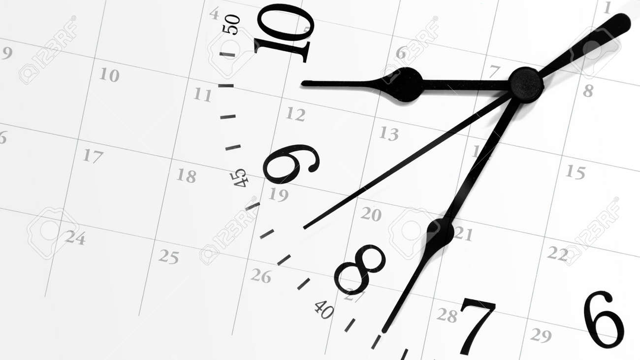 a white clock with numbers is against a calendar background calendars background