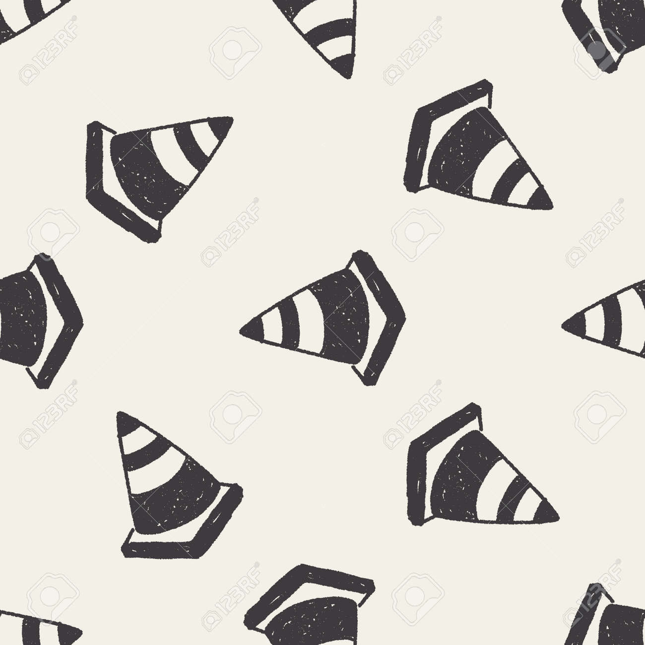 三角コーン落書き図面のシームレスなパターン背景のイラスト素材 ベクタ Image