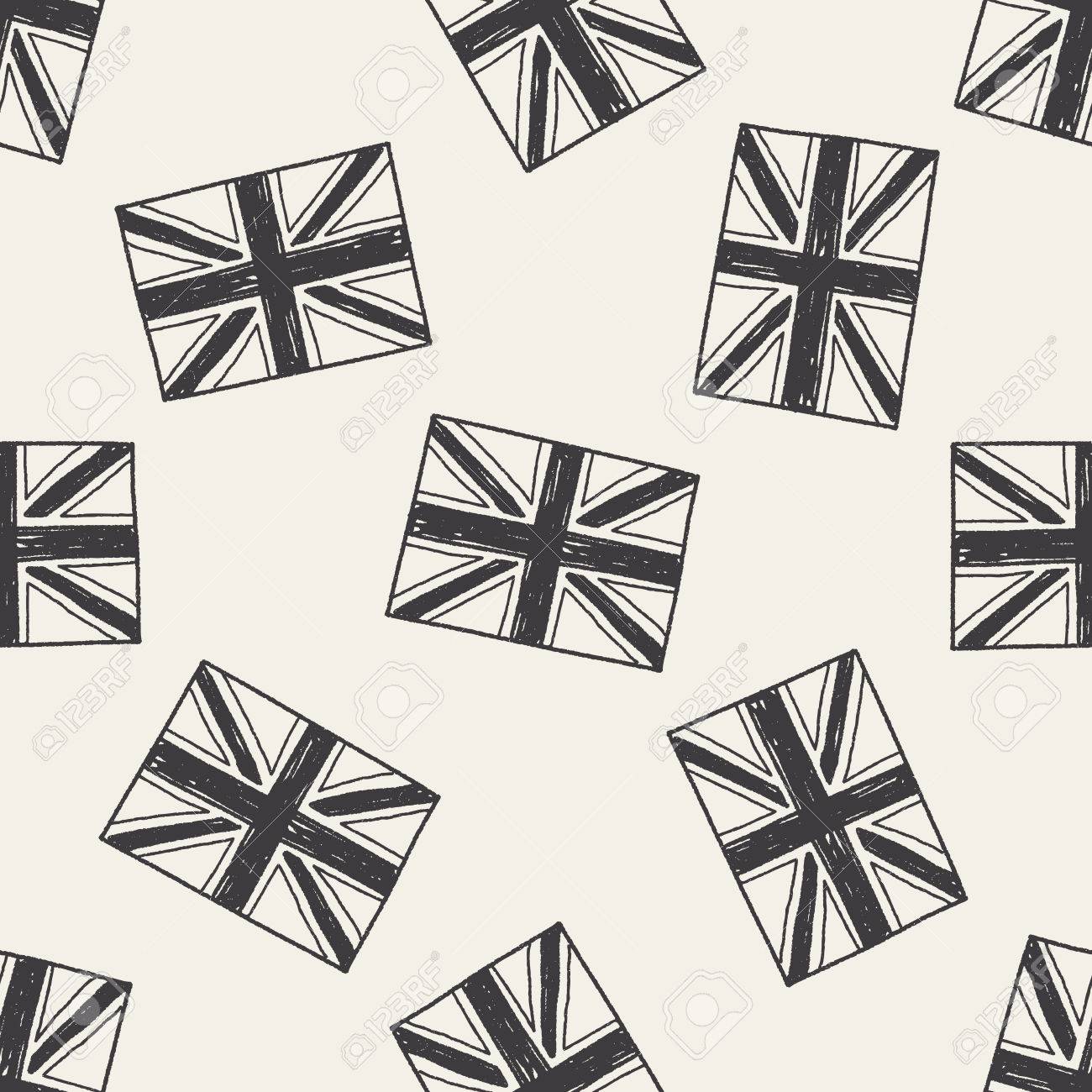 イギリス国旗の落書きのシームレスなパターン背景のイラスト素材 ベクタ Image 40290933