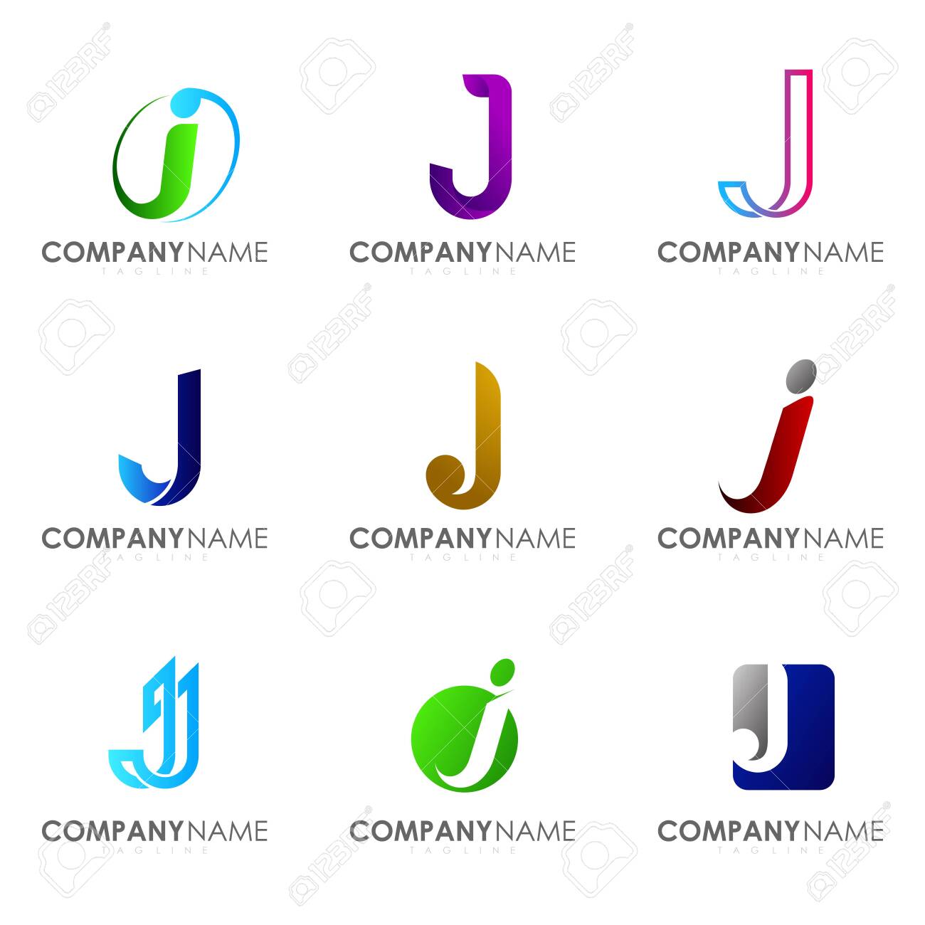 Set Of Modern Alphabet Logo Design Letter J Initials Logo Collections Royalty Free Cliparts Vectors And Stock Illustration Image