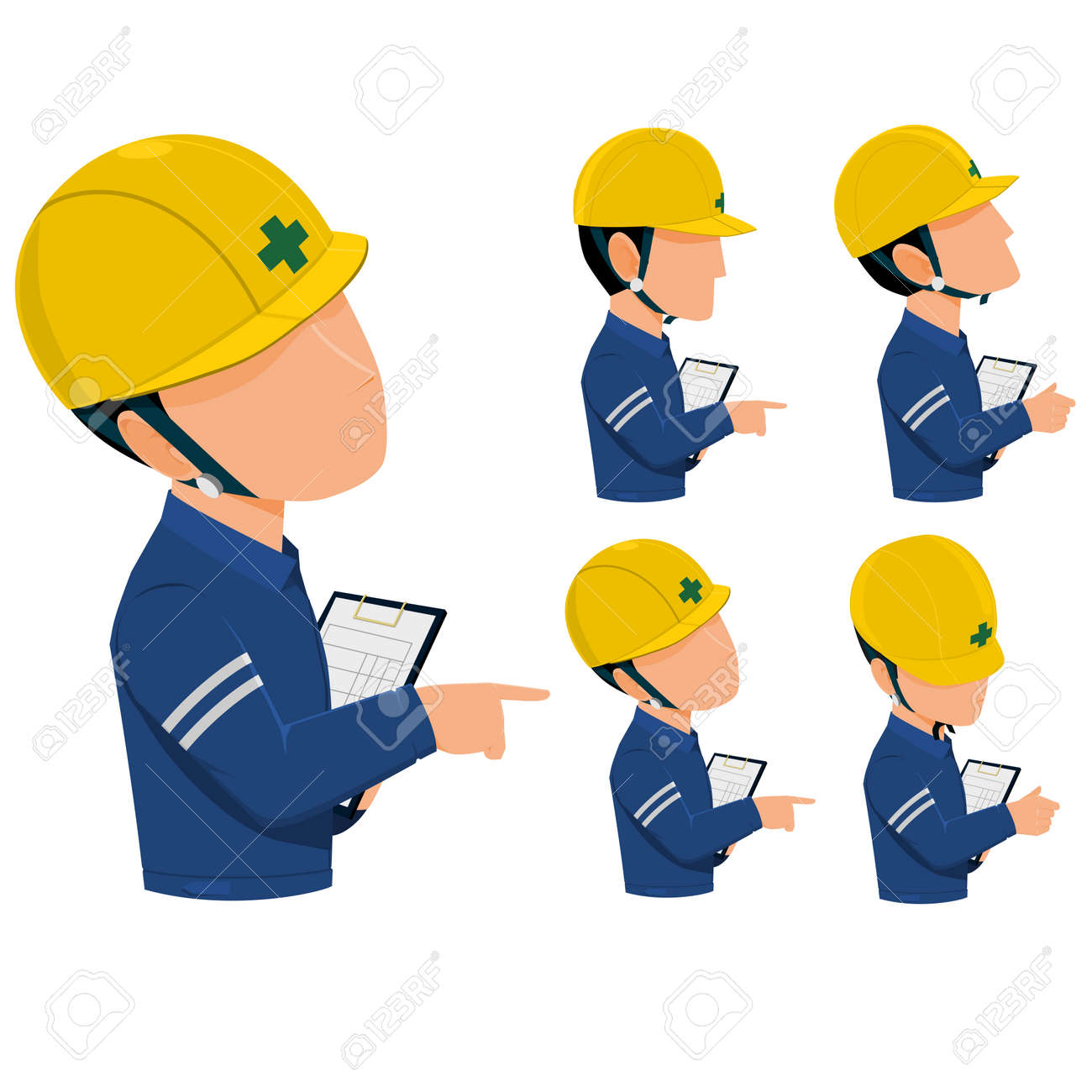 検査官は工事現場や工場 パトロールします のイラスト素材 ベクタ Image