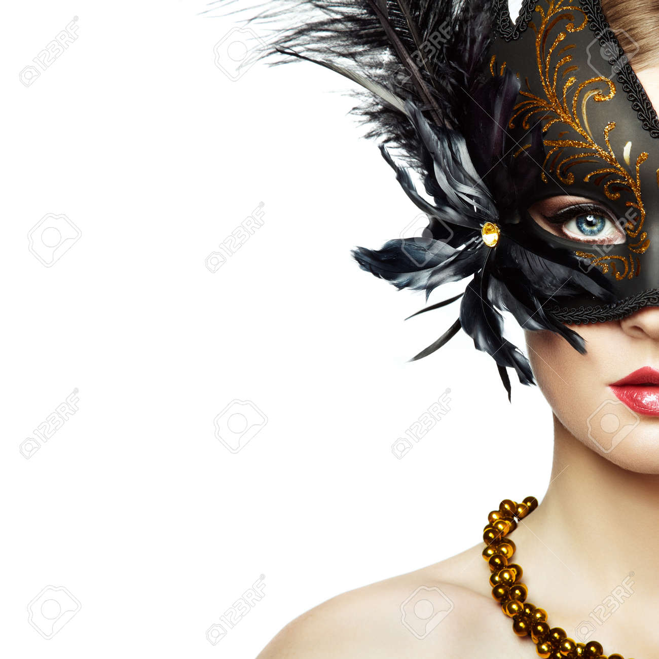 Beautiful young Woman in Mysterious Black Venetian Mask. Fashion photo. Masquerade Mask with Black Feathers - 95961836 Beautiful young Woman in Mysterious Black Venetian Mask. Fashion photo. Masquerade Mask with Black Feathers - 95961836