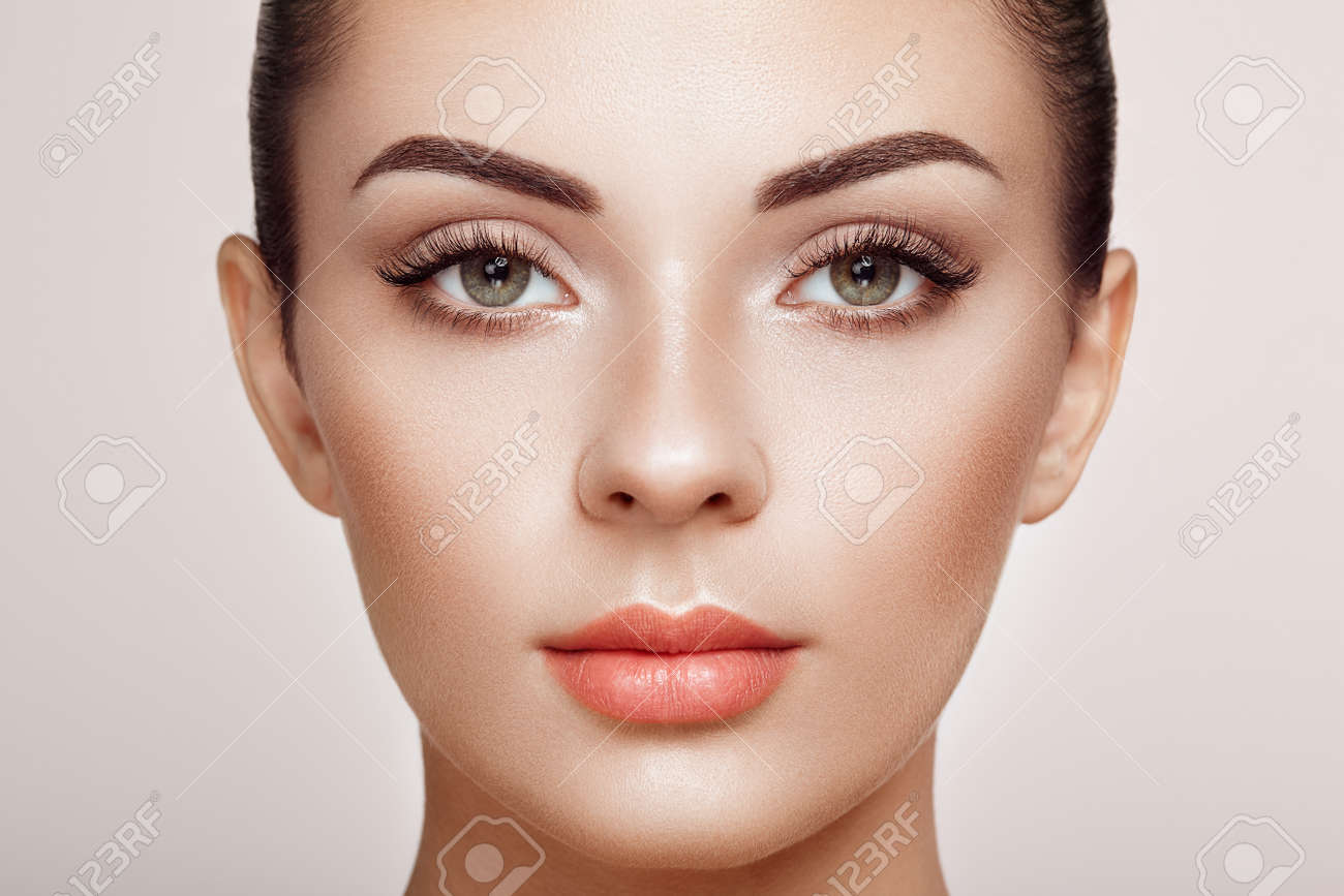 Beautiful Woman with Extreme Long False Eyelashes. Eyelash Extensions. Makeup, Cosmetics. Beauty, Skincare - 120083308 Beautiful Woman with Extreme Long False Eyelashes. Eyelash Extensions. Makeup, Cosmetics. Beauty, Skincare - 120083308