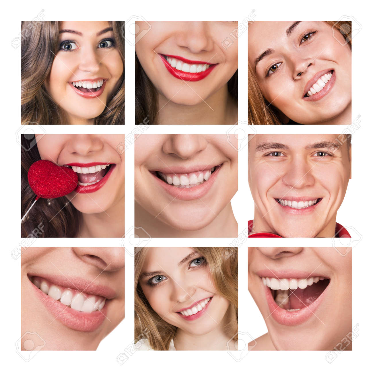 Smiling happy people with healthy teeth. Dental health. Collage. - 45246181 Smiling happy people with healthy teeth. Dental health. Collage. - 45246181