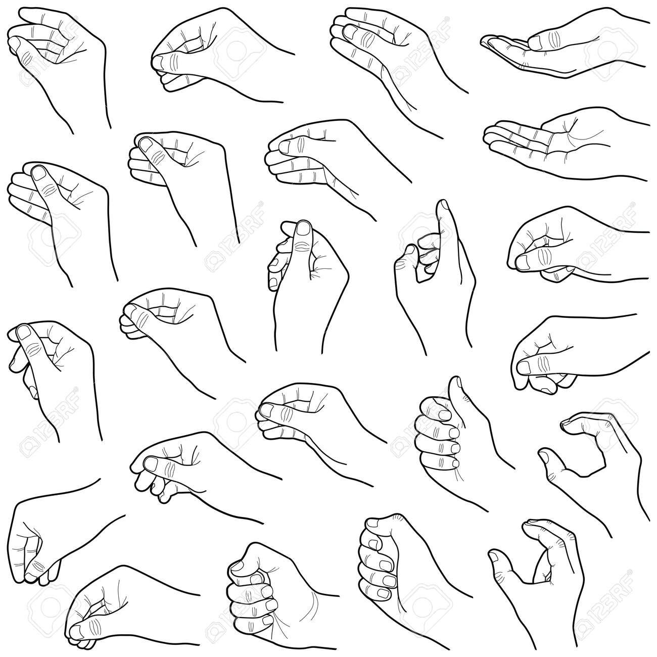 Hand collection - vector line illustration - 111362546 Hand collection - vector line illustration - 111362546