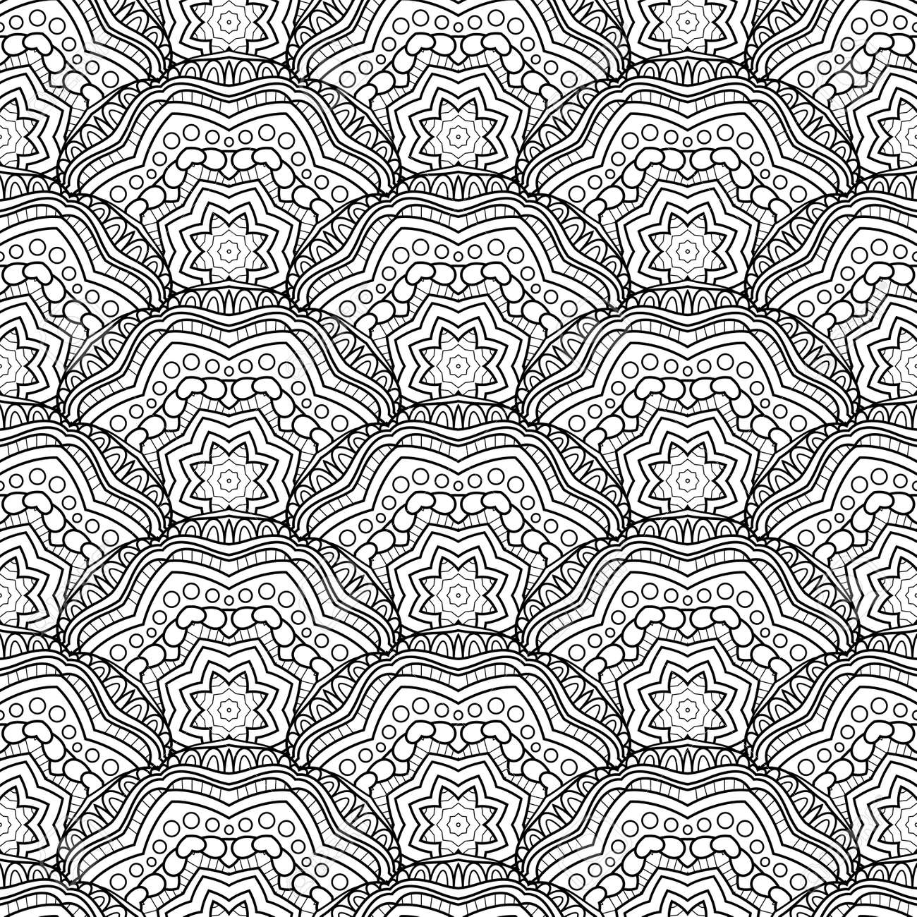 Vector Seamless Monochrome Behavior. Printable Coloring Webpages image regarding Printable Scales titled Vector Seamless Monochrome Routine. Printable Coloring Web pages