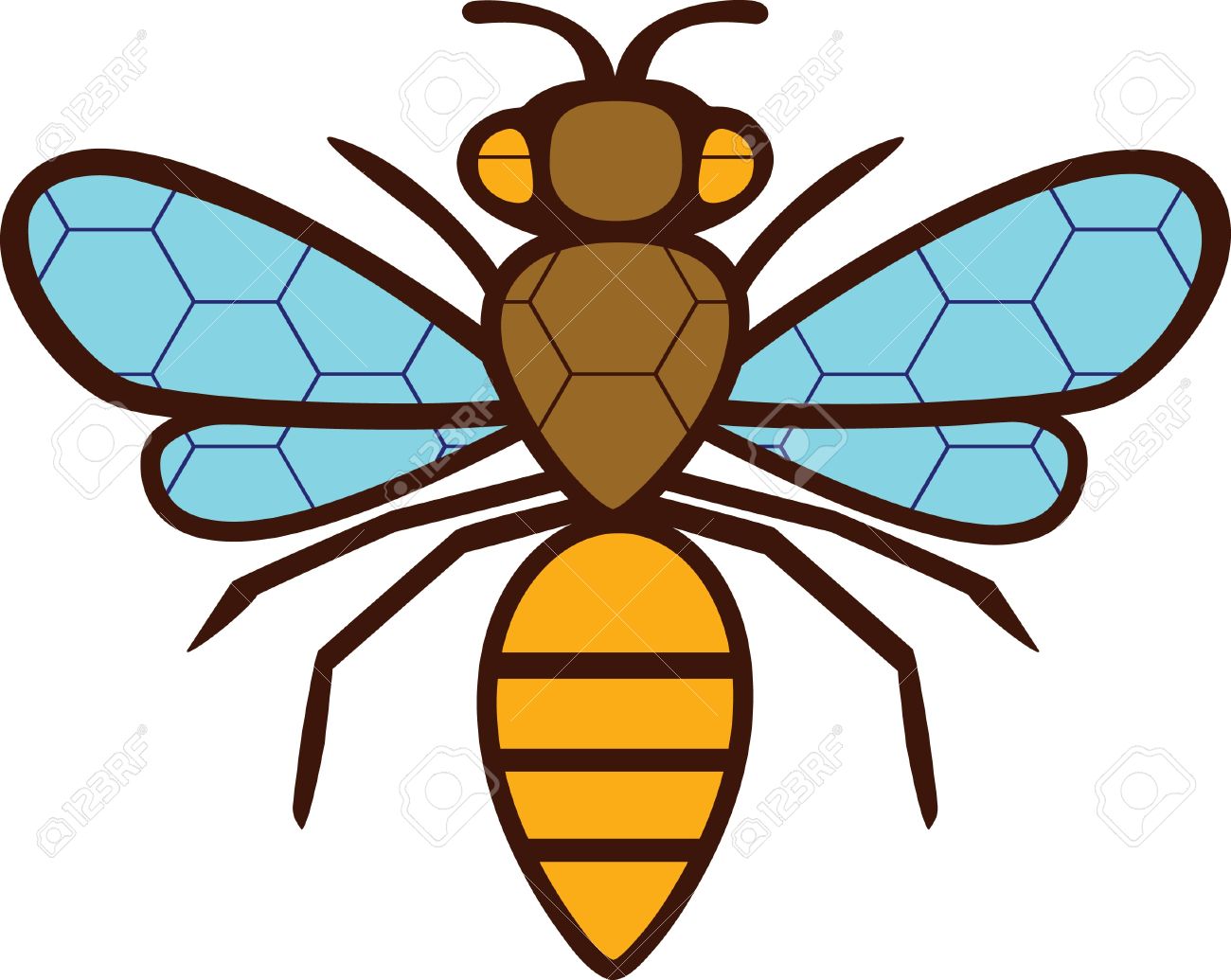 La Silueta Dibujo De La Abeja. En Las Alas Y El Cuerpo Pintado De Una  Cuadrícula De Hexágonos. Ilustraciones Svg, Vectoriales, Clip Art  Vectorizado Libre De Derechos. Image 19754320.