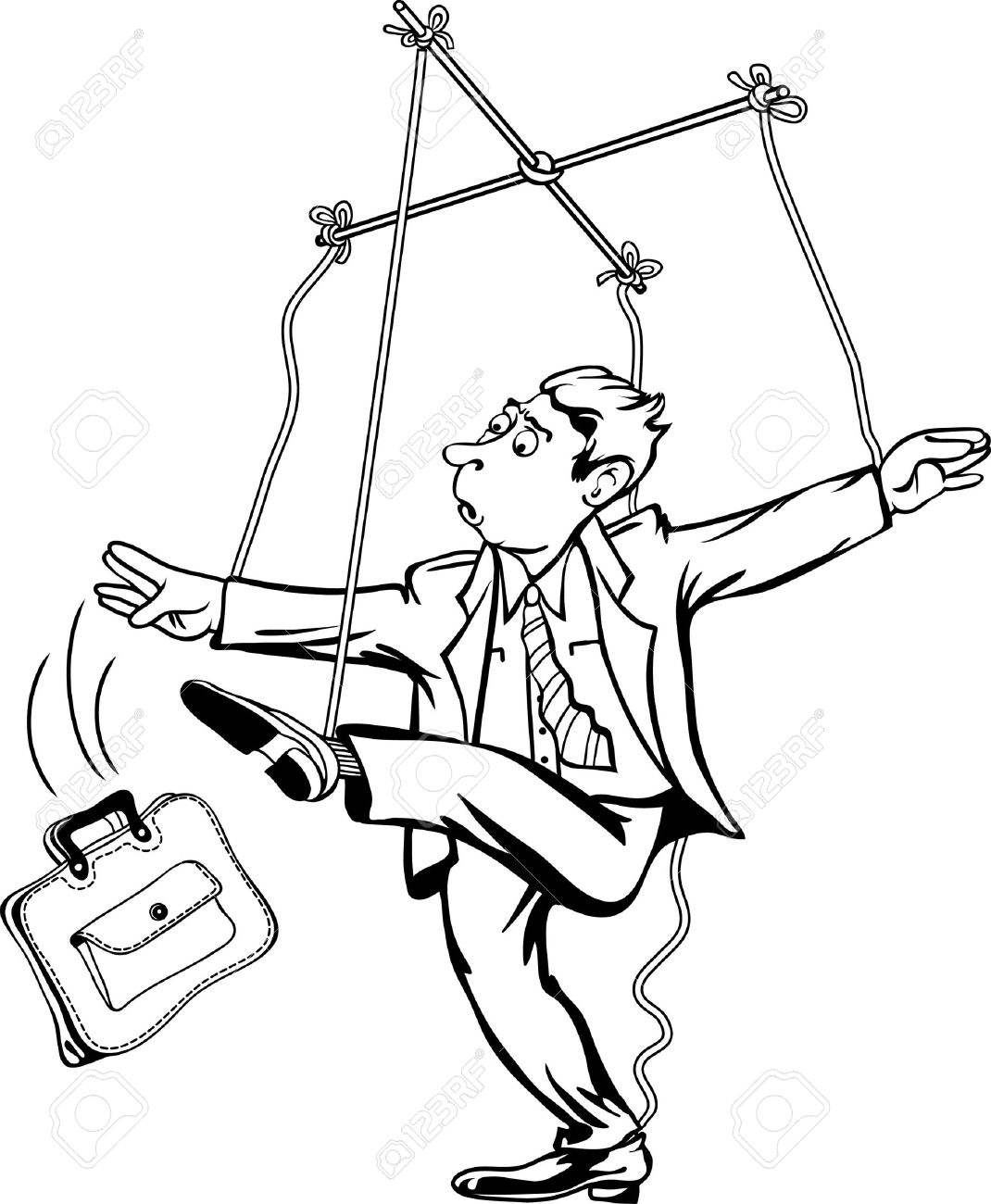 男は ひもを引いています マリオネット人形劇団としての労働者 のイラスト素材 ベクタ Image 29265994