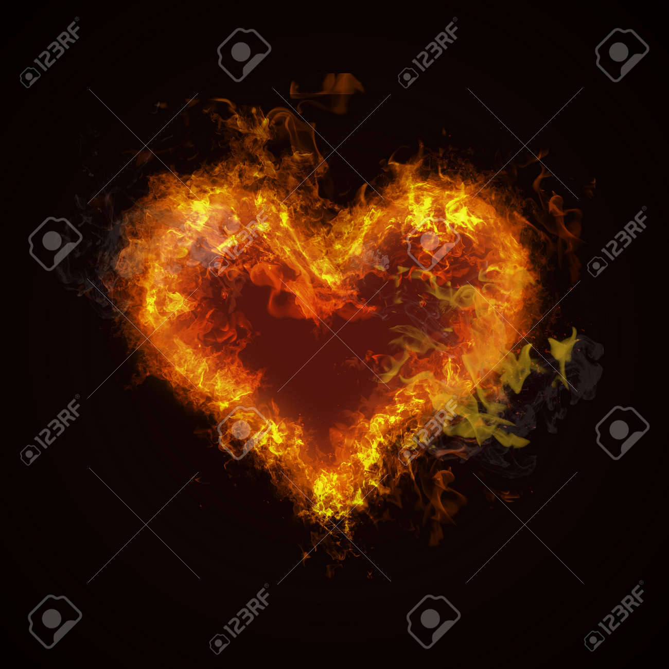 Hot fire heart burning on black background. Passion and desire - 42897984 Hot fire heart burning on black background. Passion and desire - 42897984