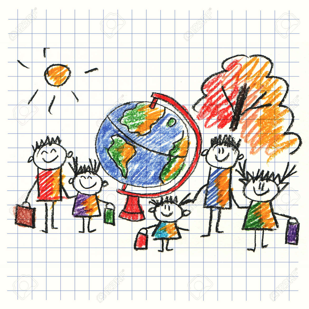 幸せな子供にカラフルな絵 子供の描画スタイル の写真素材 画像素材 Image 幸せな子供にカラフルな絵 子供の描画スタイル の写真素材 画像素材 Image