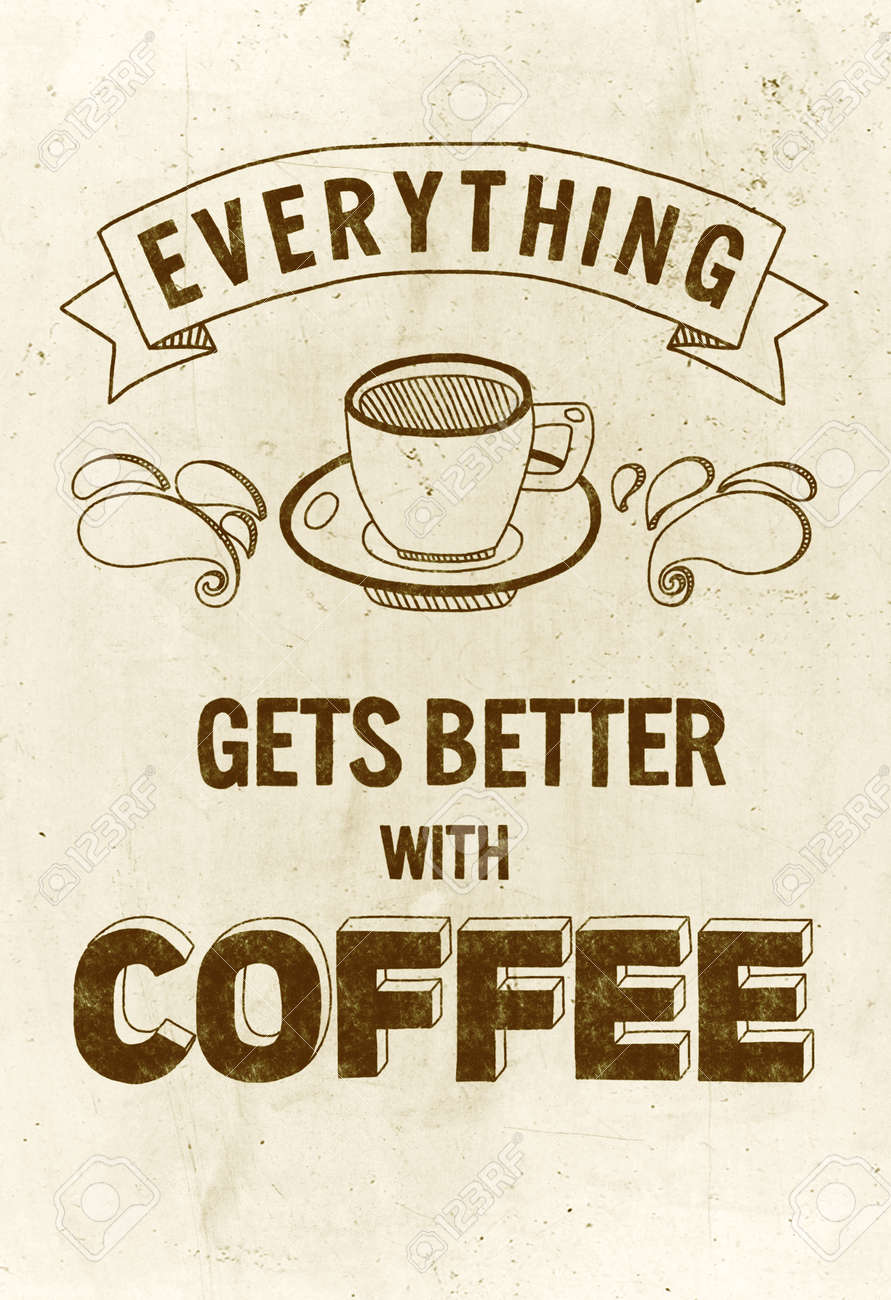 Main Affiche Dessinee Avec Citation Sur Le Cafe Sans Cadre Banque D Images Et Photos Libres De Droits Image