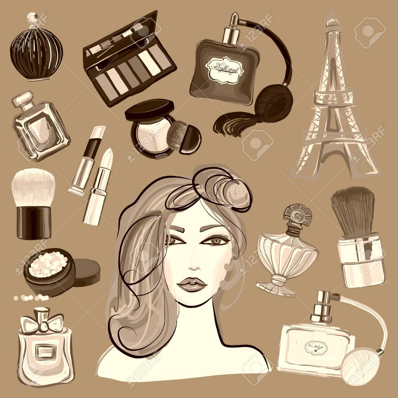 Design De Desenho Animado Sem Costura Com Cosméticos Kawaii
