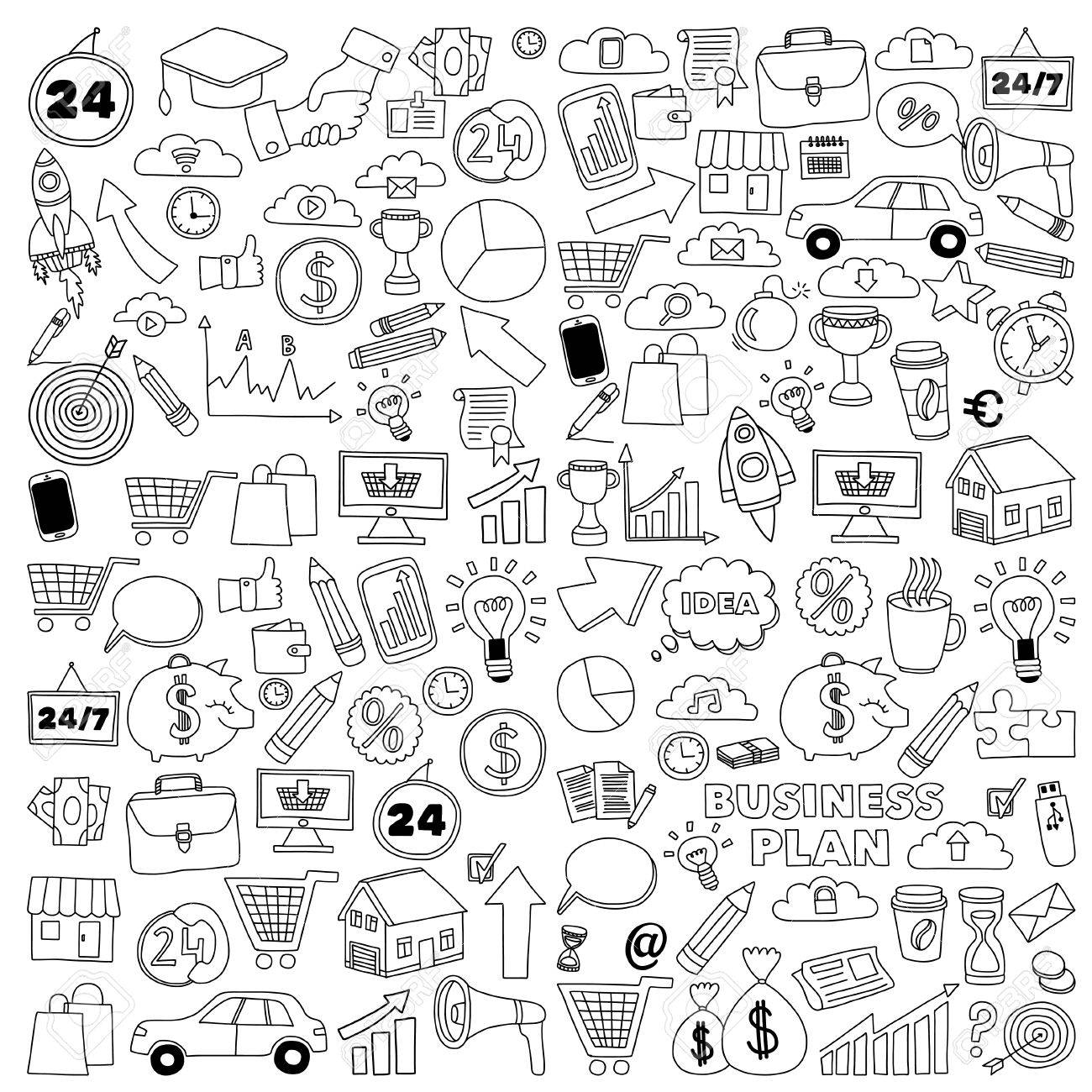 Vector set of doodle business icons Marketing Business Online shopping Bank Startup Brain Storm - 55801988 Vector set of doodle business icons Marketing Business Online shopping Bank Startup Brain Storm - 55801988