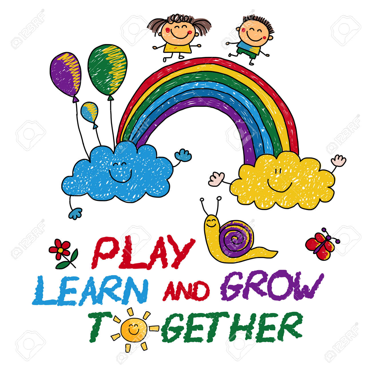 Play Learn and grow together Hand drawn vector image - 63063065 Play Learn and grow together Hand drawn vector image - 63063065