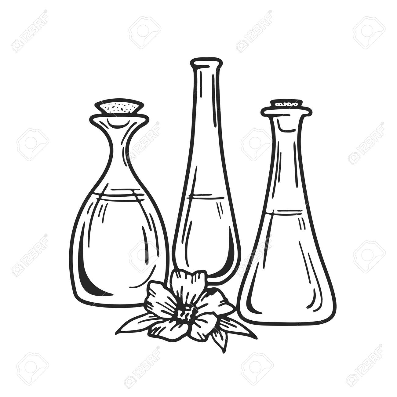 Bottles Of Aroma Essential Oil Or Spa And Natural Fragrance Oil Royalty Free Cliparts Vectors And Stock Illustration Image