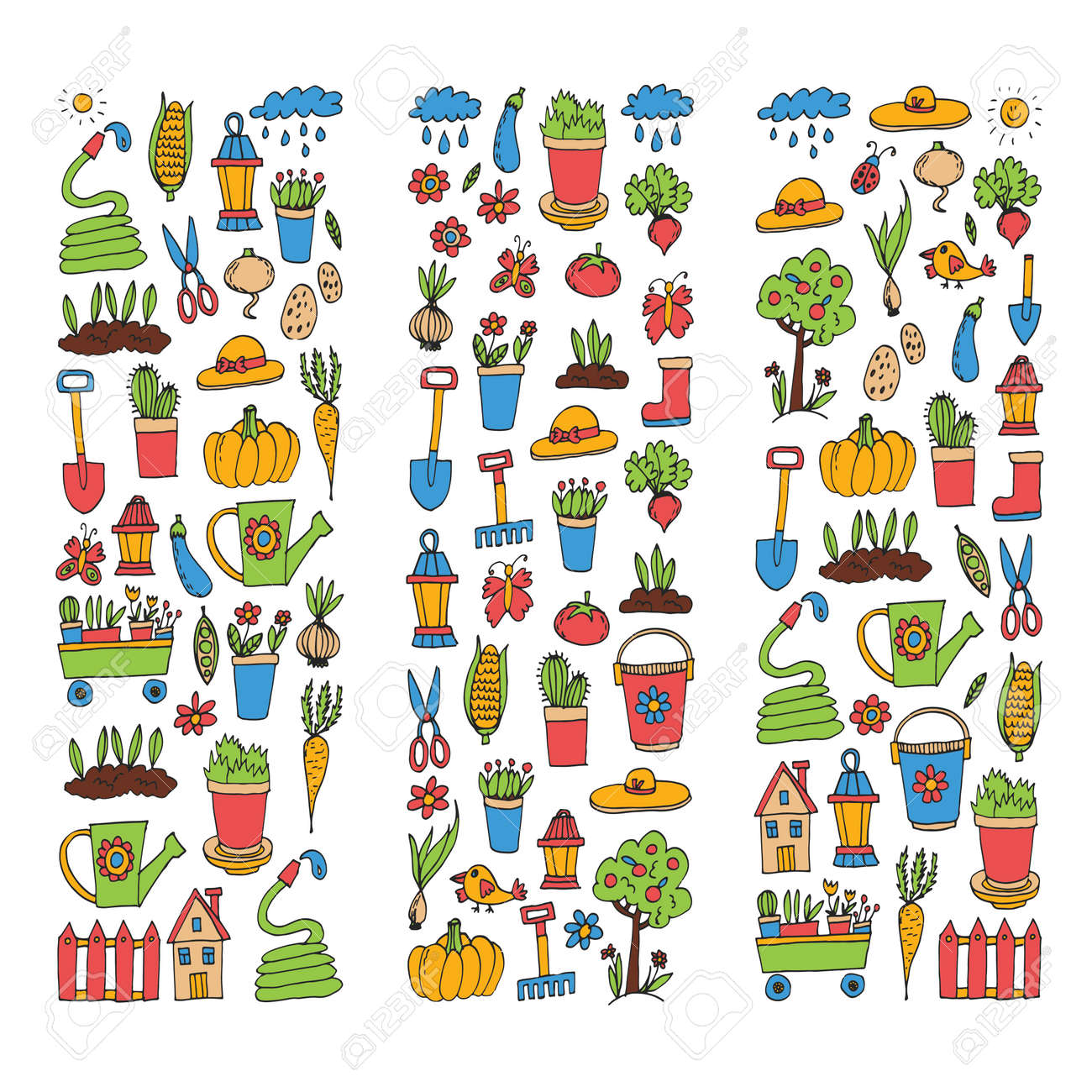 Gardening Cute garden vector set Equipment, plants, vegetables - 75338263 Gardening Cute garden vector set Equipment, plants, vegetables - 75338263
