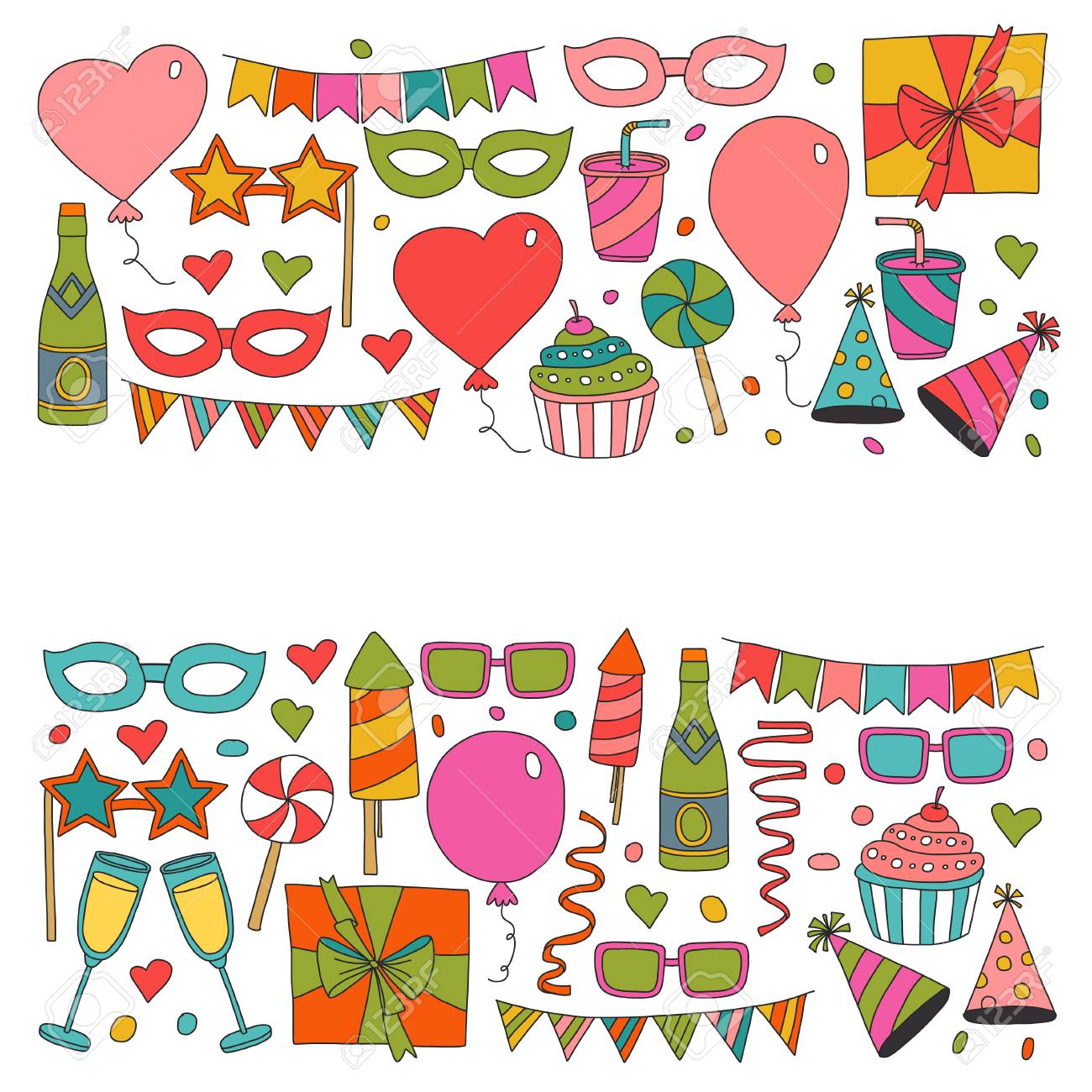 ハッピーバースデーカードのテンプレート 子供を描く子供パーティー結婚式の誕生日の招待状 のイラスト素材 ベクタ Image